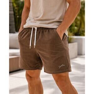 YoungLA Corduroy Shorts Mens Medium Brown Drawstring NWT